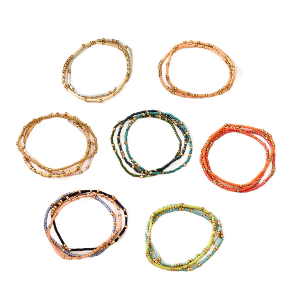 Glasperlen Armbänder Kette Armreif Gestapelte Perlenarmbänder Bohemian Armbänder Mädchen Frauen