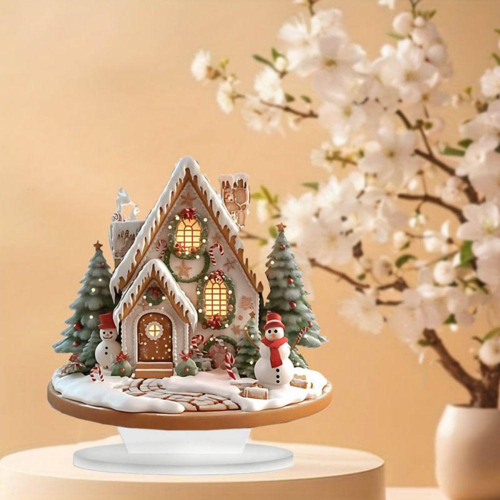 Acrylic Christmas Snow House Statue Cartoon Castle Snow House  Christmas Party