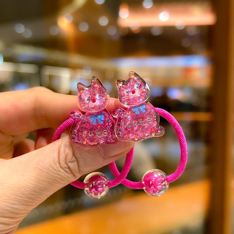 2 SZT Nowe Urocze Błyszczące Kropki Fala Kot Księżniczka Nakrycie Głowy Dzieci Elastyczne Gumki do Włosów Dzieci Sznurki do Włosów Dziewczynki Akcesoria do Włosów