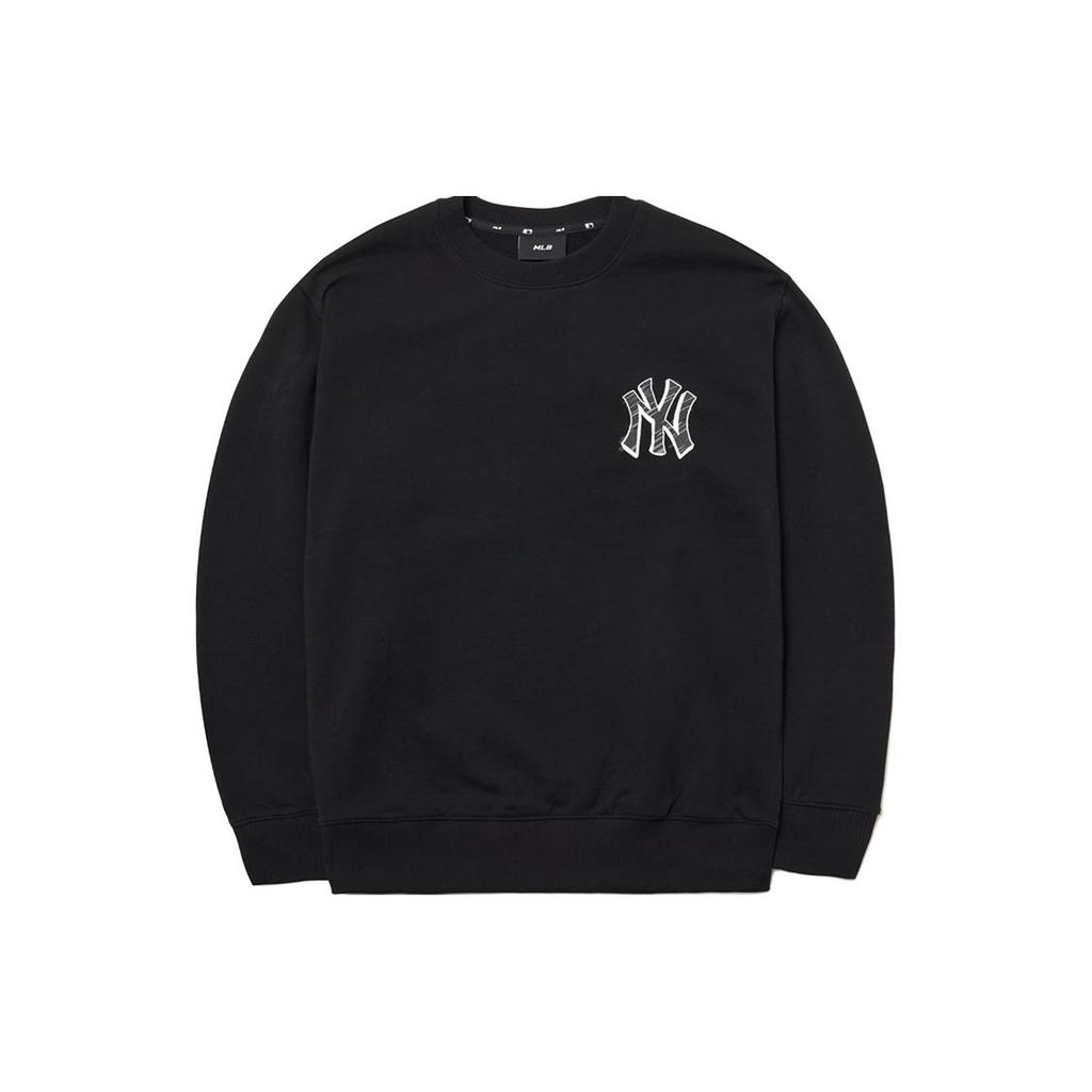 MLB Base Logo Sweatshirts Unisex Black Crew Neck Moderate Regular 3AMTB0121-50BKS