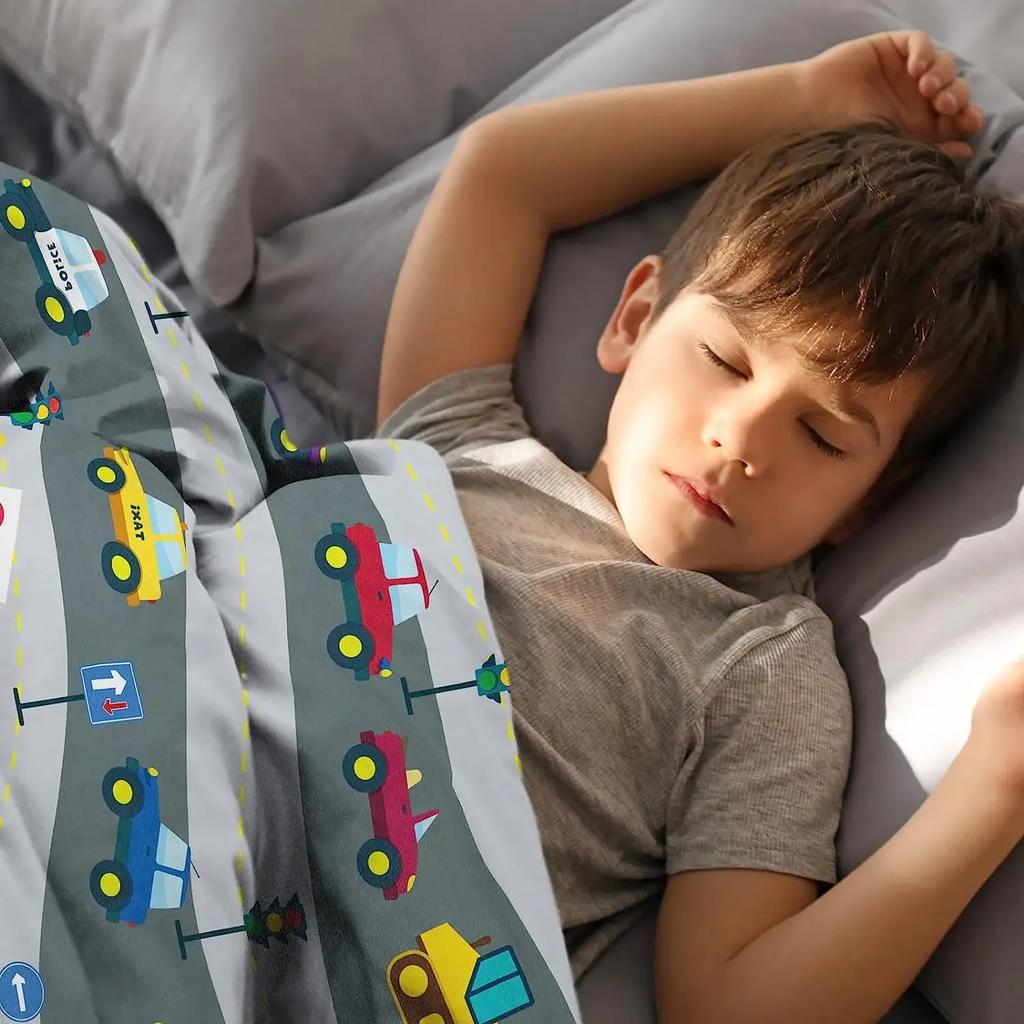 Transportation Car Throw Blanket for Kids, 50 X 60 Inch Cozy Cartoon Construction Fire Truck Fuzzy Plush Blanket for