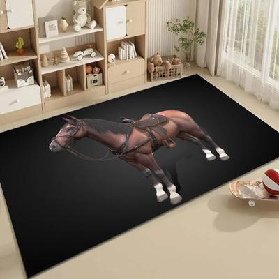1 adet Moda Etnik Çerçeve At 3D Baskılı Emici Paspaslar Kaymaz Paspaslar Ev Dekorasyon Malzemeleri Halılar Ev Mutfak Yer Paspasları