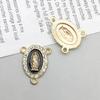 Gold Alloy Three-Hole White Rhinestone Pendant Charm for DIY Jewelry Accessories