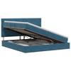 Storage Bed with Mattress Dark Blue 200 X 200 Cm Velvet