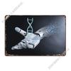 Robot Hand With Cyber Dna Metal Plaque Poster Painting Cinema Custom Design Pub Tin Sign Poster