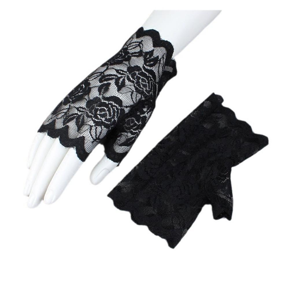 Lace Rose Flower Fishnet Gloves Party Dress Performance Gloves New Wedding Bridal Gloves  Sexy