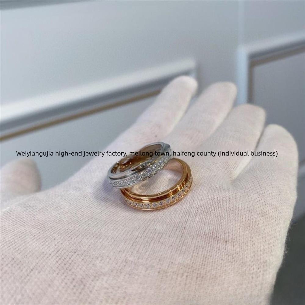 

Times Come and Go, Rotating Ring with Diamonds, Male and Female Couples, Rotating Ring, Electroplating K Gold, Non-fading Couples No. 11