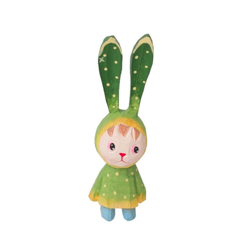 Wooden Bunny Car Stand With Long Ears For Gift And Home Office Decoration In Bright Colors