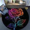 Rainbow Rose Round Area Rug,Carpet Rug for Living Room Bedroom Sofa Playroom Decor,Non-slip Floor Mat