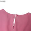 ZANZEA Robe longue décontractée pour femme à col rond, manches longues, coupe ample, patchwork à rayures