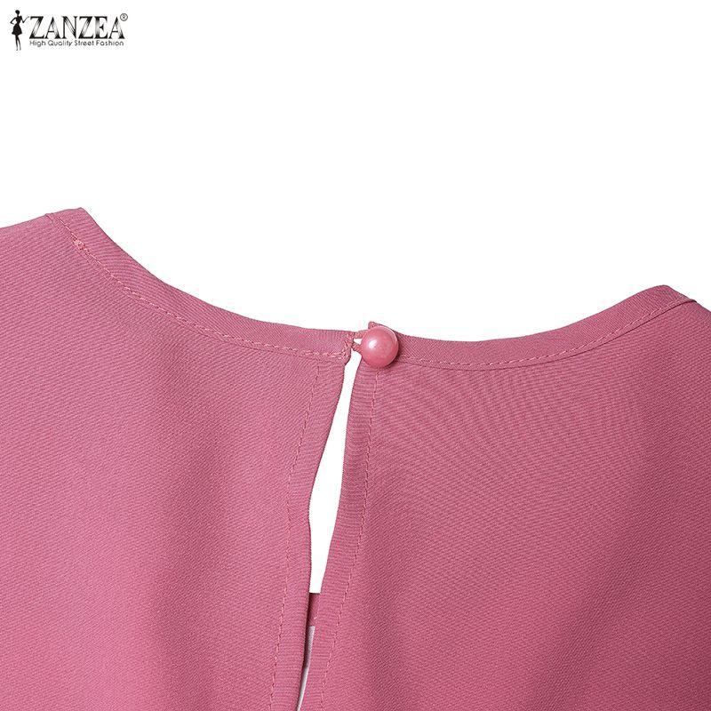 ZANZEA Robe longue décontractée pour femme à col rond, manches longues, coupe ample, patchwork à rayures