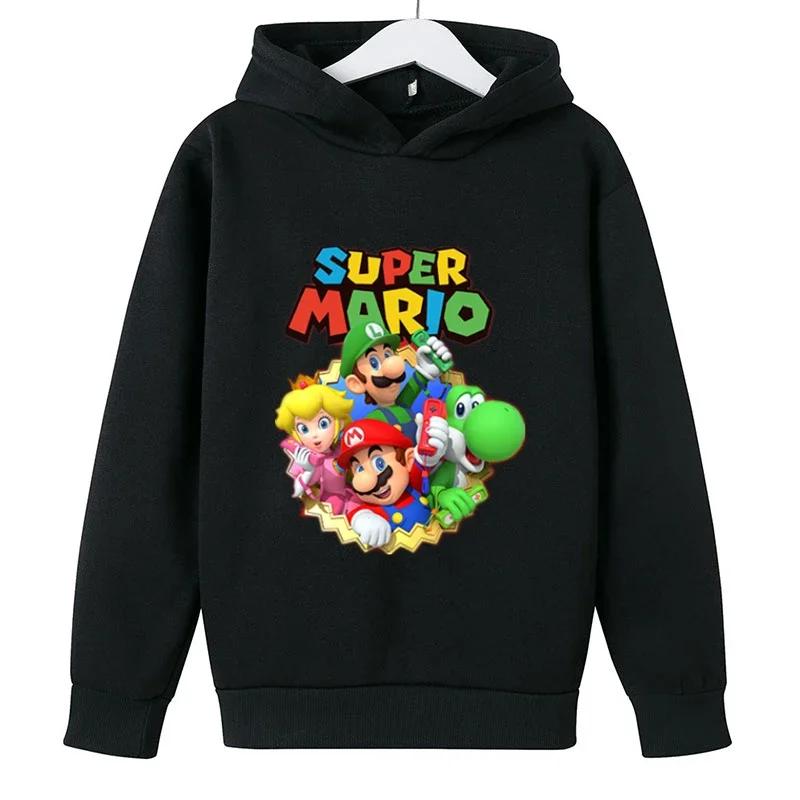 MINISO Girls Game Mario bros Hoodies Kids Baby Child Cartoon Tops Spring Children Long Sleeve Print Sweatshirt Autumn Boys Pullovers