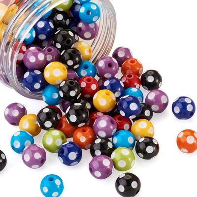 4/8/16pcs 14mm Opaque Block Shaped Bubble Gum Beads with Polka Dot Pattern, Mixed for DIY Craft Beads In Rainbow Bracelets, Necklaces, Jewelry Making