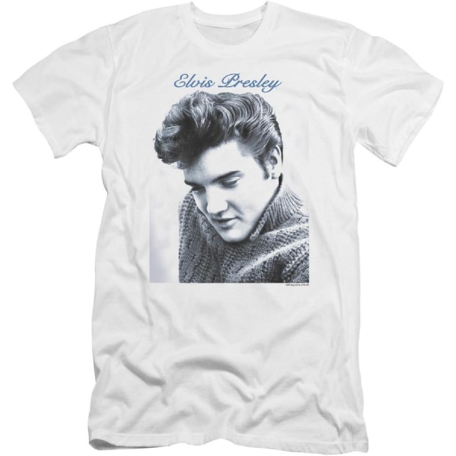 

Elvis Presley - Mens Script Sweater Premium Slim Fit T-Shirt XXXXXL білий