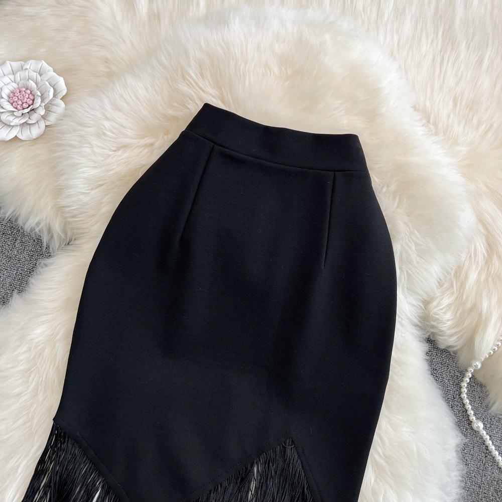 Summer Light Mature Style Stitching Skirt High Waist Irregular Slim Sexy Package Hip Skirt One-Step Skirt Women