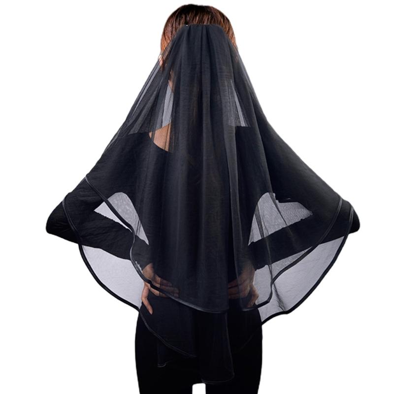 

Романтическая черная свадебная фата для невесты, реквизит для фотосессии, фата для волос, аксессуары для волос невесты 1