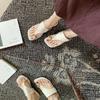 Sheepskin version~ Genuine leather casual sleeve toe flip-flops women's summer wear metal buckle flat bottom pinch slippers beach sandals