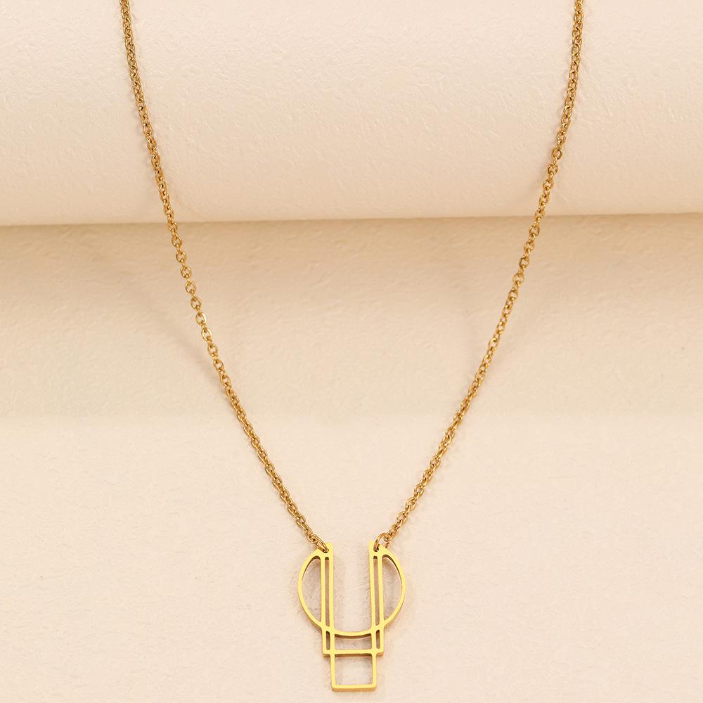 Europäische & Amerikanische Geometrische Edelstahl-Anhänger Halskette für Damen - Hochwertige Vielseitige Schlüsselbein Kette