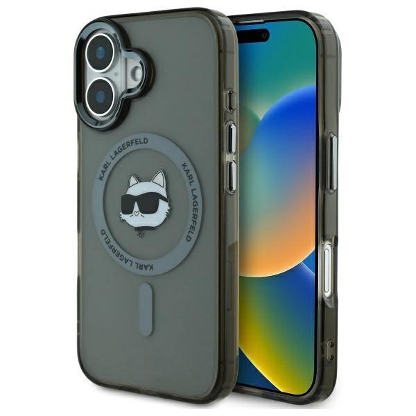 Karl Lagerfeld Klhmp16Shlschk Iphone16 6.1 Czarny/Black Hardcase Iml Metal Choupette Head Magsafe
