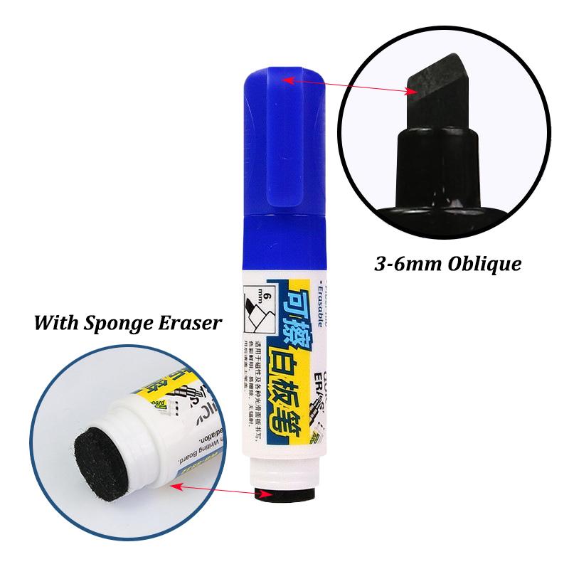 4color Whiteboard Marker With Sponge Eraser,3-6mm Oblique Tib,Safety,Non-Toxic,Office Meeting,Educational Supplies