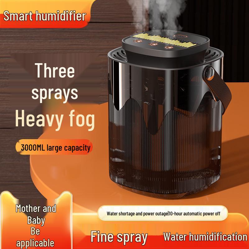 

USB Dual Spray Large-Capacity Air Humidifier with Night Light for Bedroom and Dorm. Black Plug-in