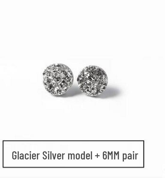 Men's Black Crystal Cluster Earrings - Simple Korean Style with Personality