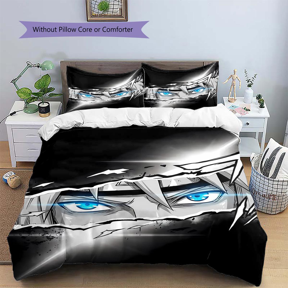 Naruto Patterned Pillowcase & Duvet Cover Set Aesthetic Decor Anime Bedding for Bedroom Special Gift for Lovers.-TING 135x200cm