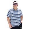 Fat Men's Fat Plus Size Loose Striped T-shirt Fat Man Oversized Popular Short-sleeved Youth Tops 200 Pounds