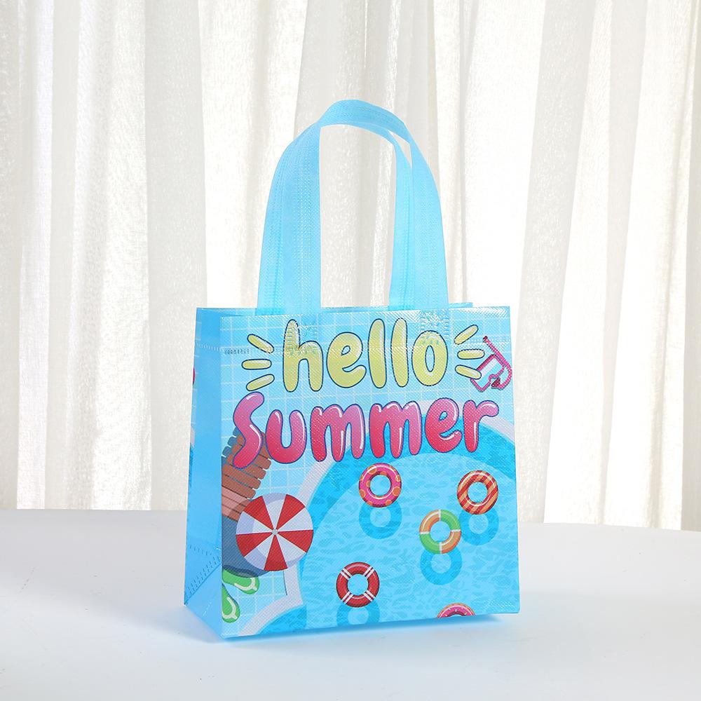 12/30pcs summer themed reusable tote bags for kids party favors beach picnic gift bags nonwoven carry bags for gift