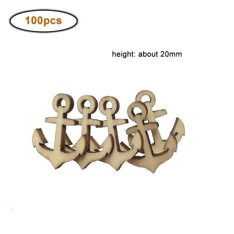 

100pcs 20mm Wooden Anchor Rudder Shape Decoration to Paint Unfinished Small Wood Anchor Rudder Cutouts for Arts DIY Crafts