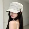 Retro Striped Pleated Cloud Octagonal Hat Children Spring And Autumn Casual Literary Beret Showing Small Face