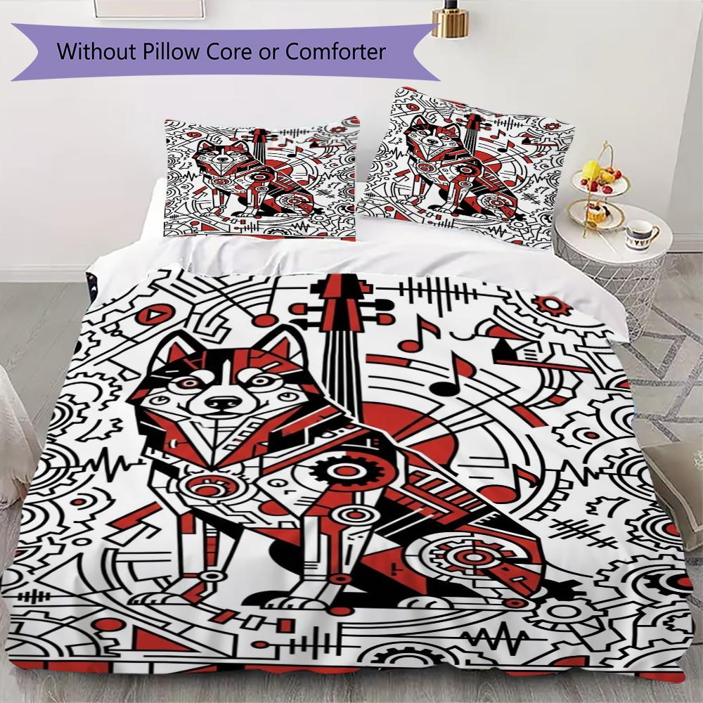 Set Copripiumino con Fantasia di Cani Husky Copripiumino Federa Decorazione per la Casa Regalo di Compleanno (1 * copripiumino + 2 * federe senza imbottitura)69