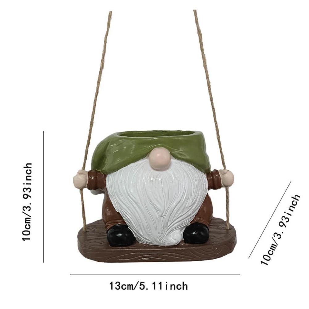 Swing Flower Planter Resin Flowerpot Container Creative Wall Hanging Gnome Penguin Planter with Twine IndoorOutdoor Garden Decor
