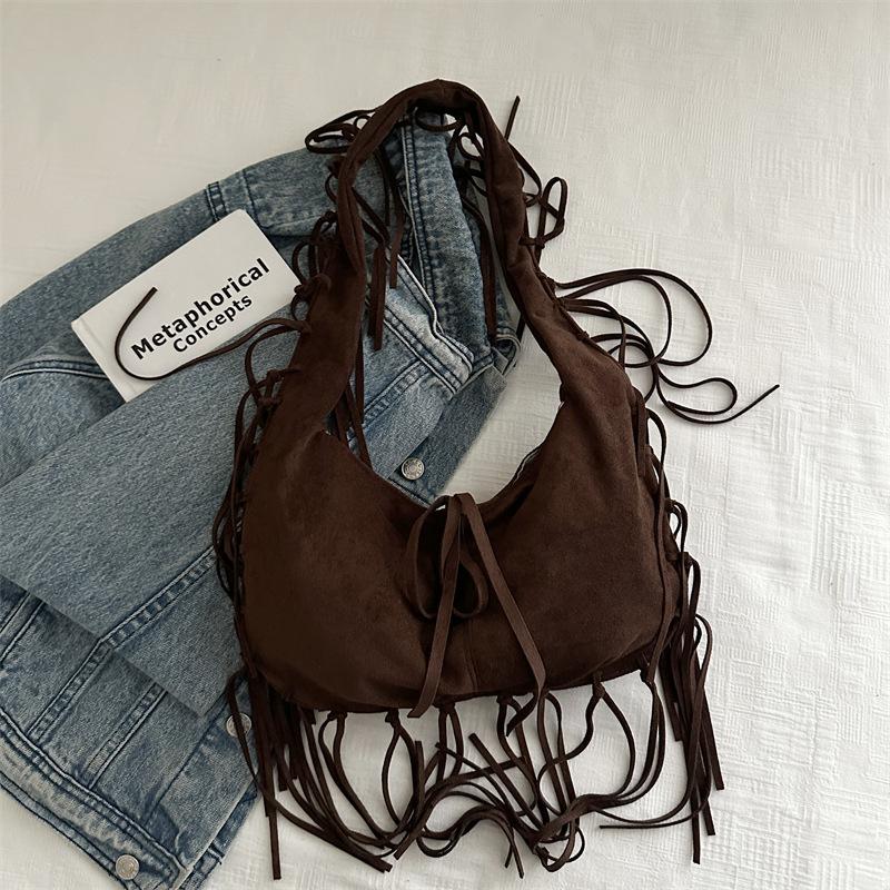 

New Lazy Wind Large Capacity Tassel Underarm Bag Women s Niche Casual Trend Shoulder Tote Bag