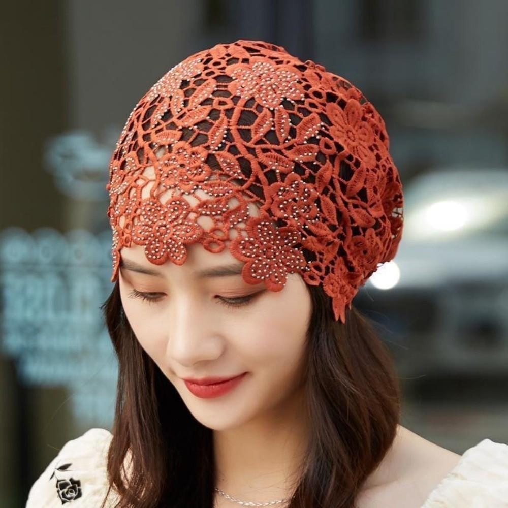 Single Layer Knit Beanies Dual-use Weave Cap Retro Crochet Hollow Knitted Hat Ladies