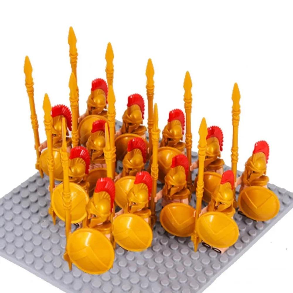 13Pcs Mini Gondor Battle Spearman Body Gurad Infantry VS Roman Solider Eomer Rohan Warriorr Figures Blocks Set Toys for Kids