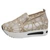 Fashion Women's Muffin Sneakers Sequin Slip On Casual Shoes Round Toe Bling Bling Contrast Paneled Low Heel Sequin Slip On Sneakers