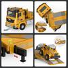 1:40 Light And Sound Simulation Engineering Trailer Truck With Bulldozer Excavator Alloy Toys Diecast Construction For Boys Gift