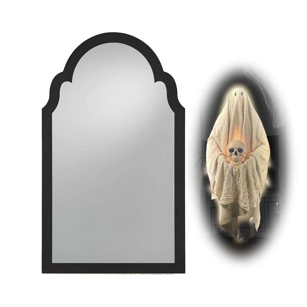 Glowing LED Mirror Decor Battery Operated Glowing Ghost Decor Halloween Wall Decor Haunted Mansion