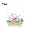 Küstendesign Tumbler Handgefertigter Glasbecher, Einzigartiger Aufdruck mit Meerestier-Motiv für Eiskaffee Cocktails Bar Tumbler, Dekorative Glasware Nautisch