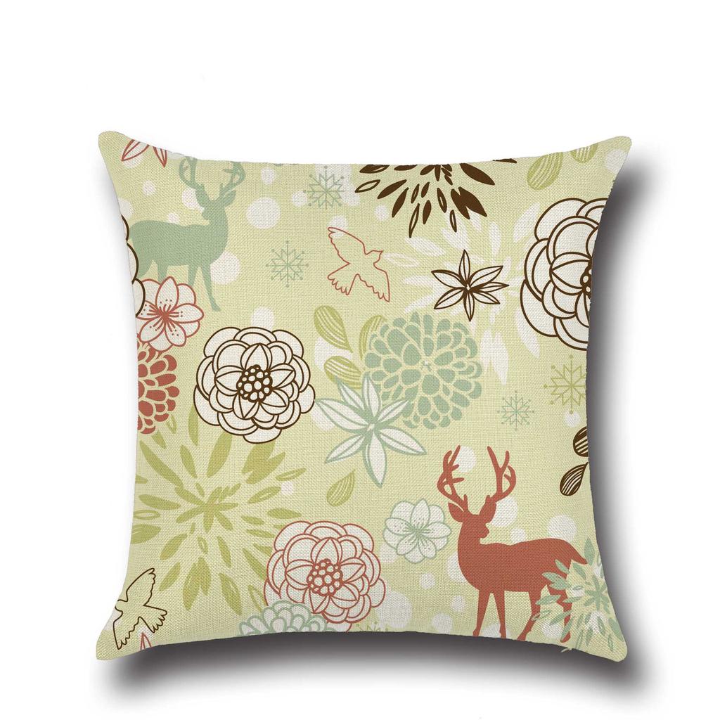 European and American Christmas Pattern Elk Pattern Linen Cotton Linen Pillow Supply Sofa Cushion