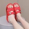 Summer new high-heeled women's drag slope heel thick bottom hollow non-slip fashion slippers factory