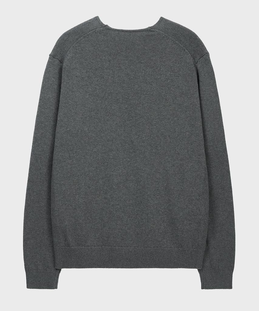 NOIRER Cashmere Cotton Deep V-Neck Knit (Gray)