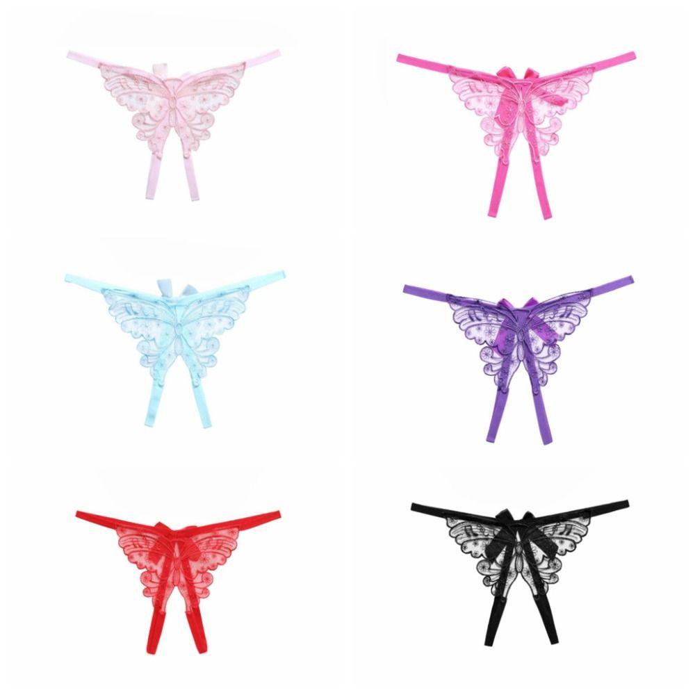 Thin Belt Lace Embroidered Panties Butterfly Bowknot T-Pants Lingerie Sexy Mesh Thongs  Gift
