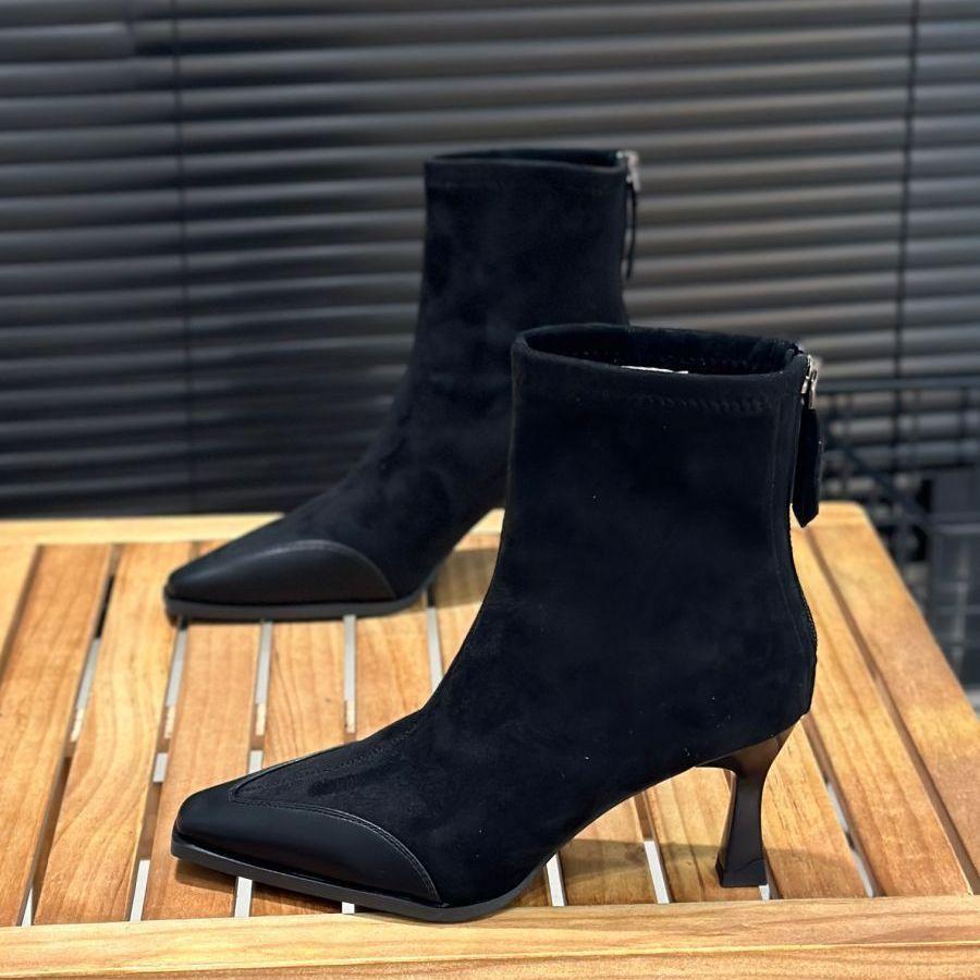 

Женские короткие ботинки осень-зима 2025 новая мода универсальные замшевые остроносые тонкий каблук высокий каблук ботинки с юбкой модные ботинки 40
