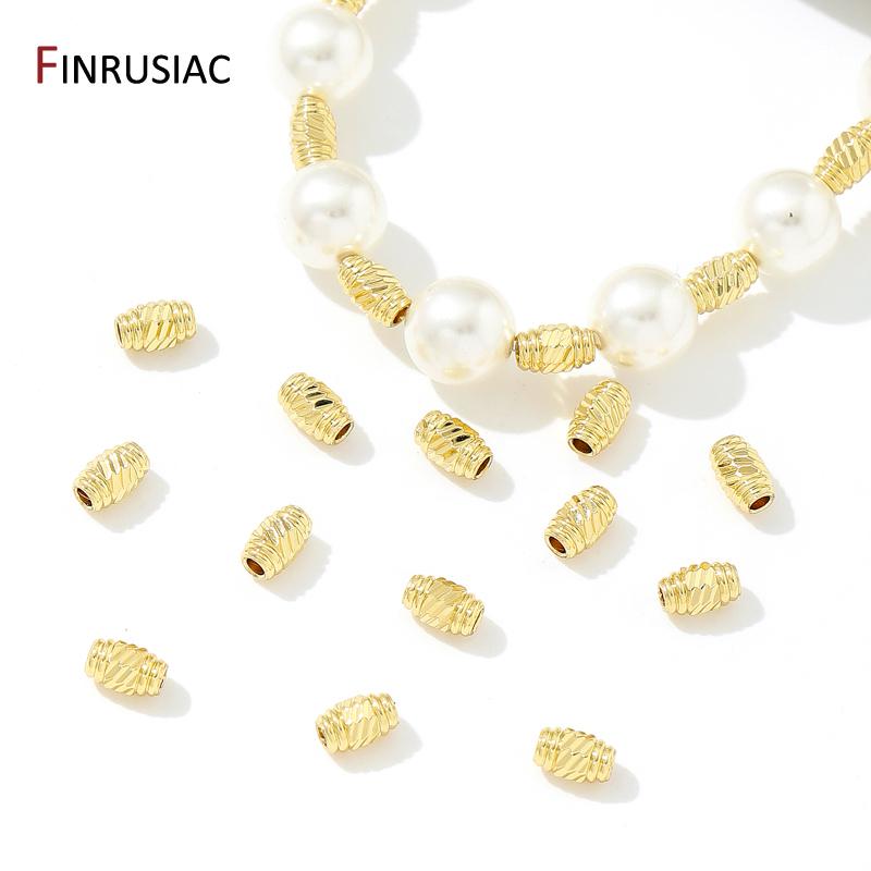 18K Gold Plated Brass 3.3mm*5.4mm Oval Cylindrical Spacer Beads,Separators For Bracelet,DIY Bracelet Necklace Making Accessories