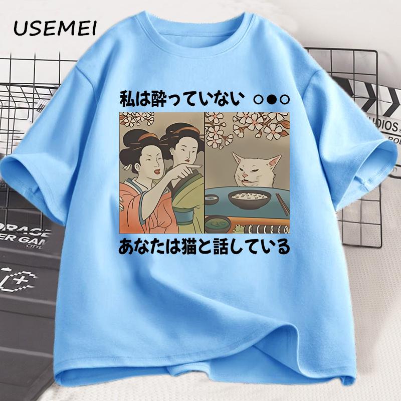

Мультяшные футболки с котами в японском стиле, летние футболки с коротким рукавом с принтом кота в стиле каваий Харадзюку, топы в стиле Харадзюку Y2K, винтажная уличная одежда 4XL