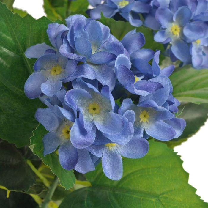 VidaXL Plante hortensia artificielle avec pot 60 cm Bleu