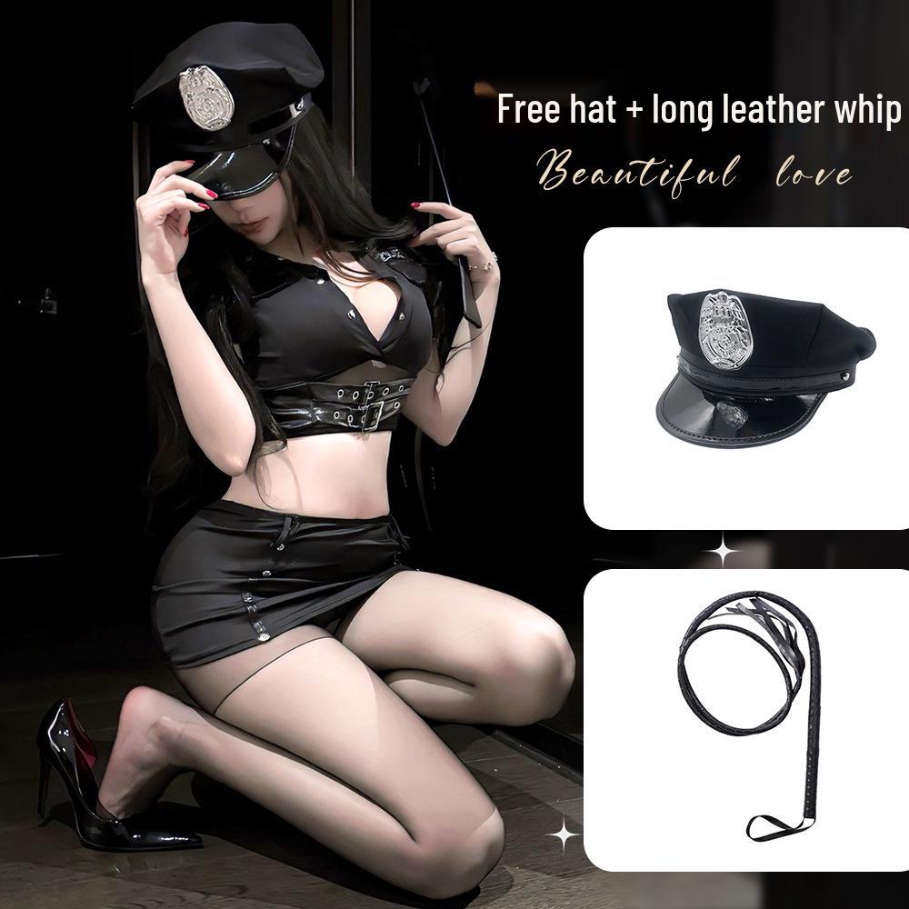 Provocative Policewoman & Secretary Cosplay Lingerie with Open Crotch