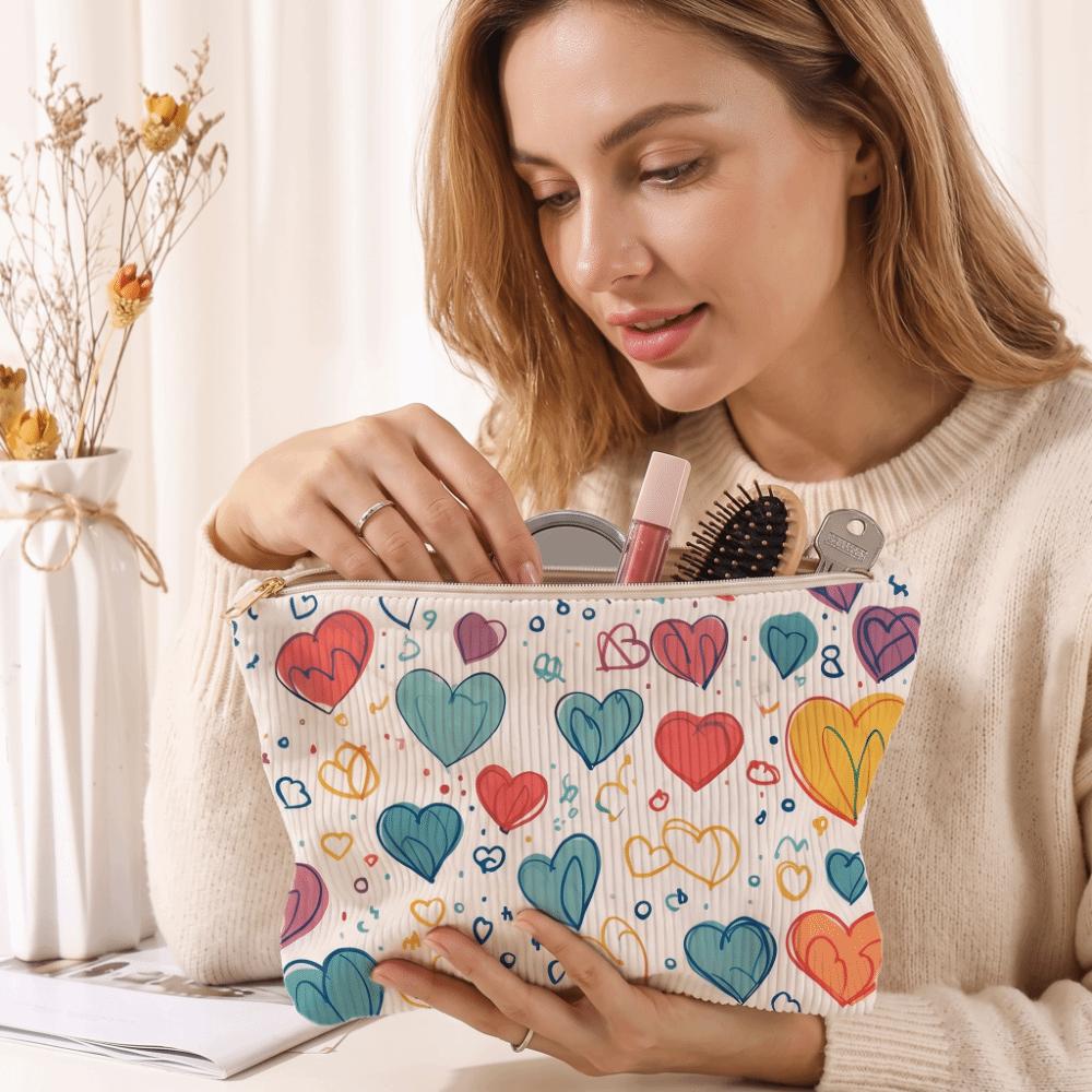 Letter Color Makeup Bag Corduroy Makeup Pouch Fashion Travel Toiletry Bag  Travel